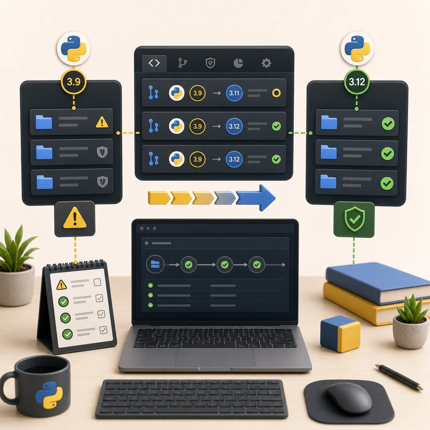 Схема міграції репозиторіїв із Python 3.9 до підтримуваної версії, щоб Dependabot знову створював update PR-и
